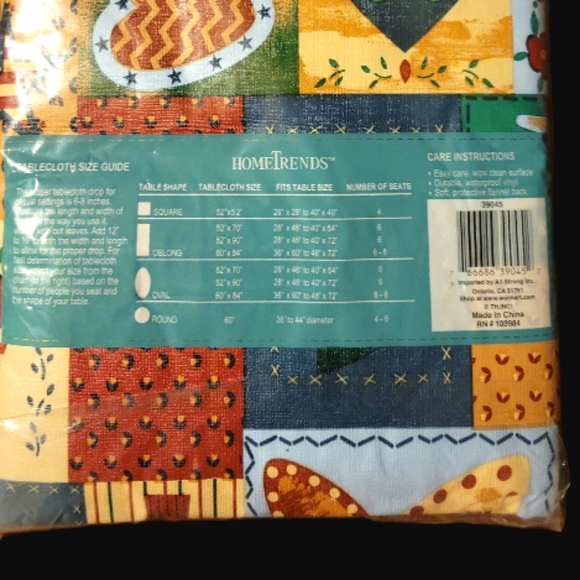 Vtg Tablecloth Home Trends 60" x 84" Oblong Vinyl Flannel Back American Patriot - Picture 4 of 4